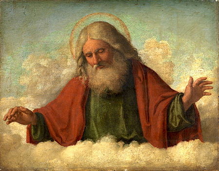 God in heaven, looking down from the clouds.